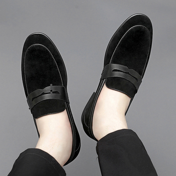 Muške kožne loaferice slip-on s brogue detaljima, britanski stil, prozračne, oštri nos