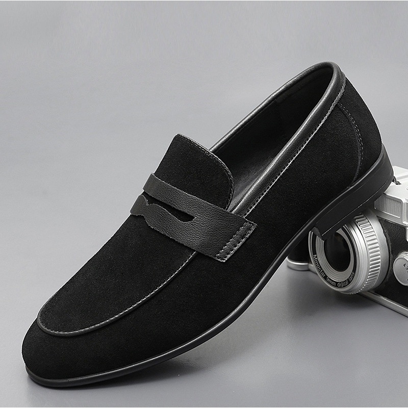 Muške kožne loaferice slip-on s brogue detaljima, britanski stil, prozračne, oštri nos