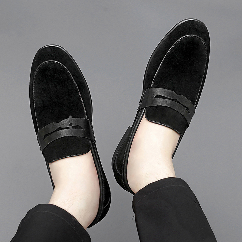 Muške kožne loaferice slip-on s brogue detaljima, britanski stil, prozračne, oštri nos
