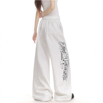 Ženske trenirke hlače s printom slova u streetwear stilu, opuštene, široke krojeve, za ples