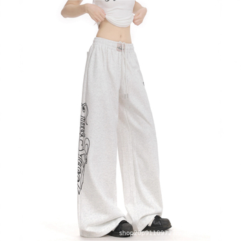Ženske trenirke hlače s printom slova u streetwear stilu, opuštene, široke krojeve, za ples
