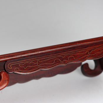 Pravokutna masivna drvena osnova s srebrnom uložkom u dizajnu scroll, rezbaren ukras od rosewood, oslonac za drvenu skulpturu i kamen bonsai