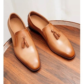 Muški loaferi s resicama, velike veličine, od prave kože, slip-on, poslovni britanski stil