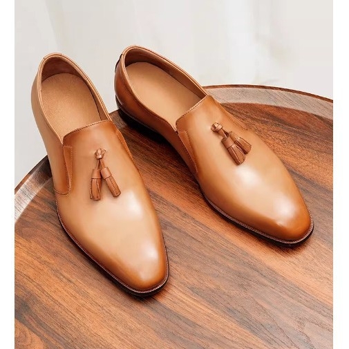 Muški loaferi s resicama, velike veličine, od prave kože, slip-on, poslovni britanski stil