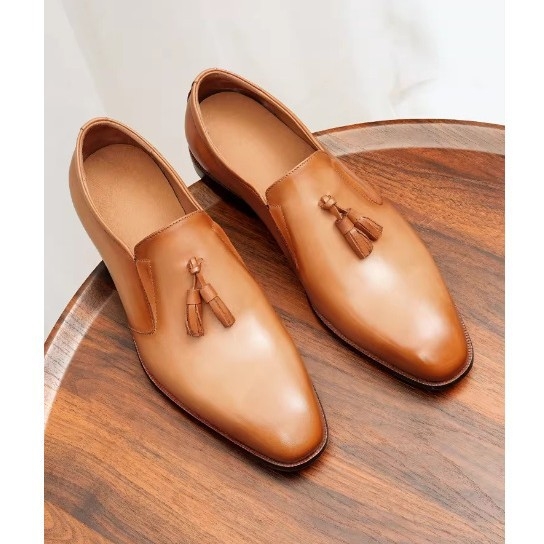 Muški loaferi s resicama, velike veličine, od prave kože, slip-on, poslovni britanski stil
