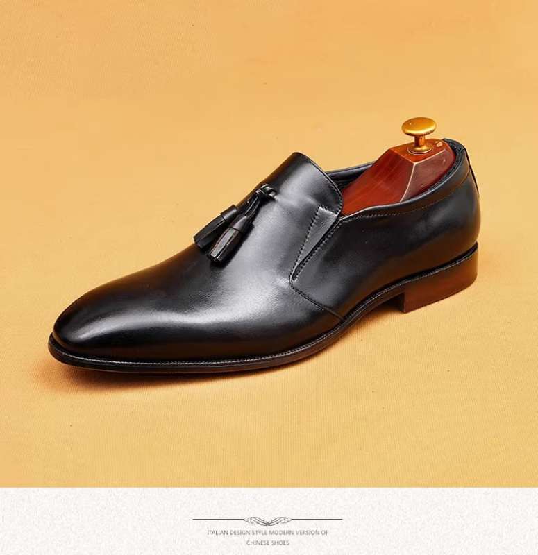 Muški loaferi s resicama, velike veličine, od prave kože, slip-on, poslovni britanski stil
