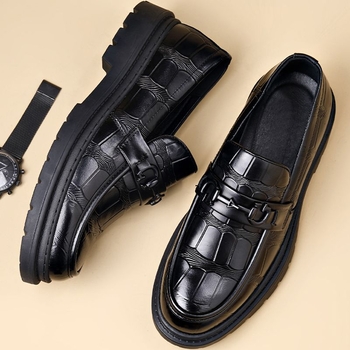 Woodpecker Muške Kožne Loafers – Casual i Poslovni Stil, Od Prave Kože, Debela Potplata, Slip-On Za Vožnju