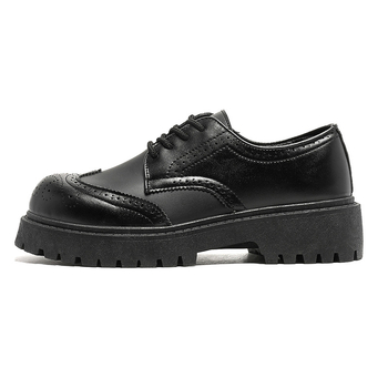 Muške kožne cipele s niskim gornjim dijelom i debelim potplatom za povećanje visine, crne brogues s izrezbarenim uzorkom, okrugli vrh, casual, Z08