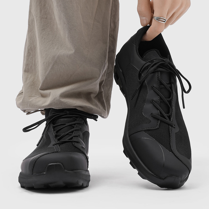 Jesenske mrežaste outdoor cipele s mekanom đonom, prozračne za planinarenje i alpinizam, casual muške cipele, model 68458, Crne-J