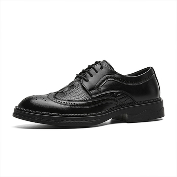 Muške cipele s oštrim vrhom i vezicama, crne kožne formalne cipele, poslovni/brogue stil, za sve sezone, proljeće 2026