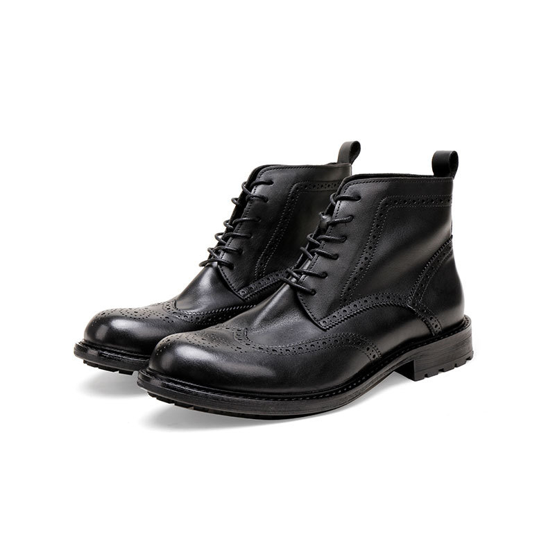 Мъжки ботуши Martin с Goodyear Welted, винтидж стил, кожени с украса от брогу