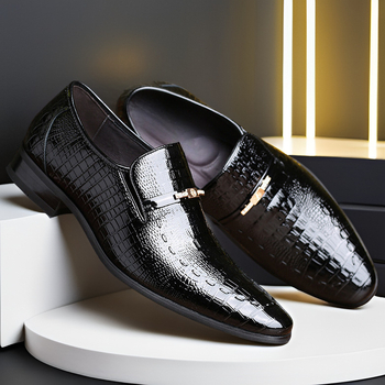 Muške kožne formalne cipele s uzorkom krokodila, britanski stil, slip-on