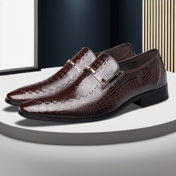 Muške kožne formalne cipele s uzorkom krokodila, britanski stil, slip-on