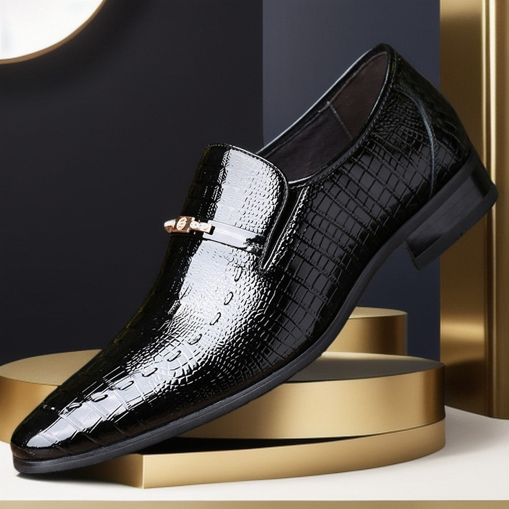 Muške kožne formalne cipele s uzorkom krokodila, britanski stil, slip-on