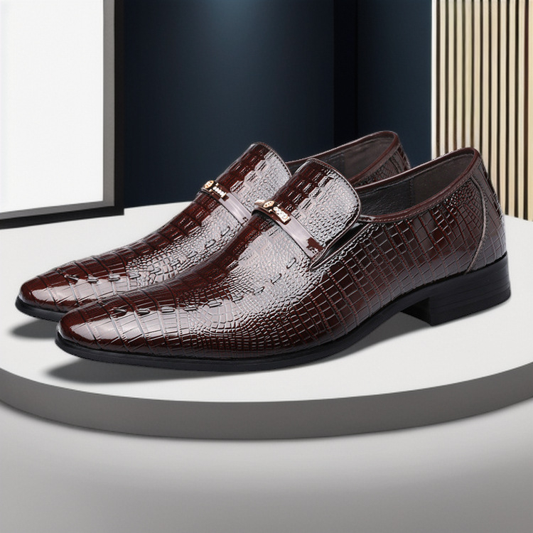 Muške kožne formalne cipele s uzorkom krokodila, britanski stil, slip-on