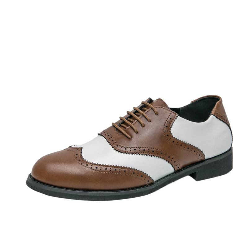 Muške kožne cipele s blok boje, brogue detalji, formalne, za vjenčanje, PU gornja strana