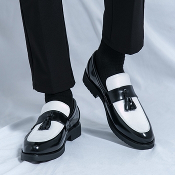 Muške formalne kožne cipele u stilu brogue s resicama slip-on s povećanjem visine