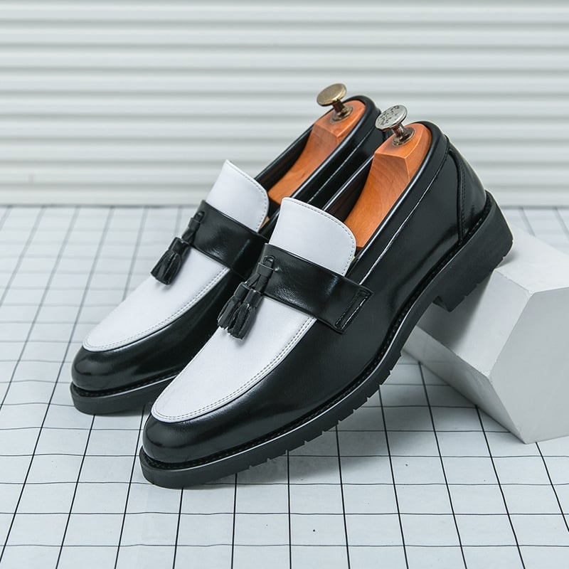 Muške formalne kožne cipele u stilu brogue s resicama slip-on s povećanjem visine