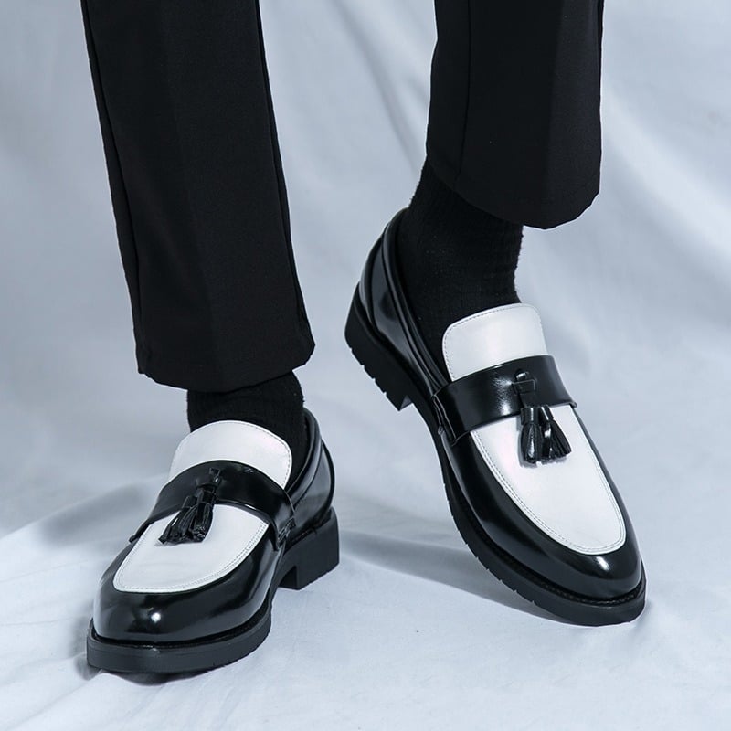 Muške formalne kožne cipele u stilu brogue s resicama slip-on s povećanjem visine