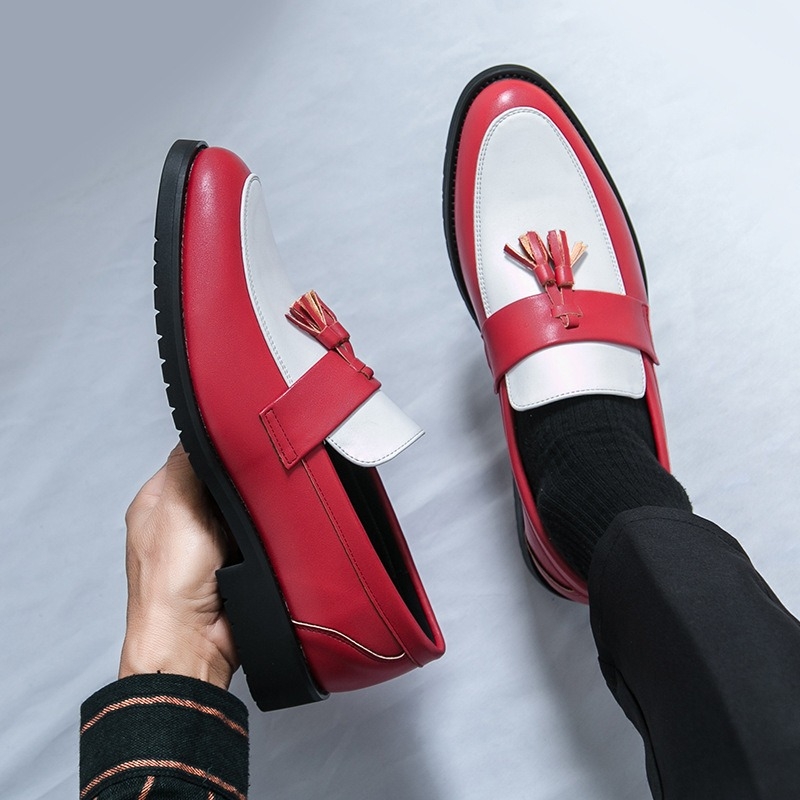 Muške formalne kožne cipele u stilu brogue s resicama slip-on s povećanjem visine