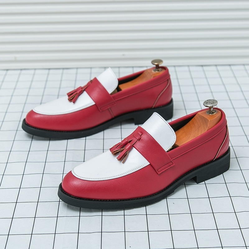Muške formalne kožne cipele u stilu brogue s resicama slip-on s povećanjem visine