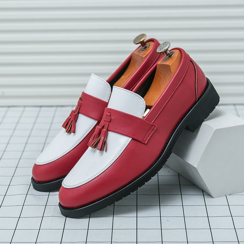 Muške formalne kožne cipele u stilu brogue s resicama slip-on s povećanjem visine
