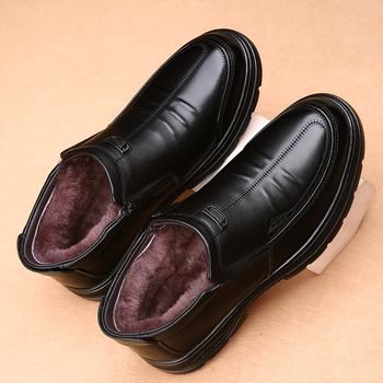 Muške zimske čizme od kože prvog sloja, visoke, s unutarnjom kožom i krznom, slip-on, debela potplata