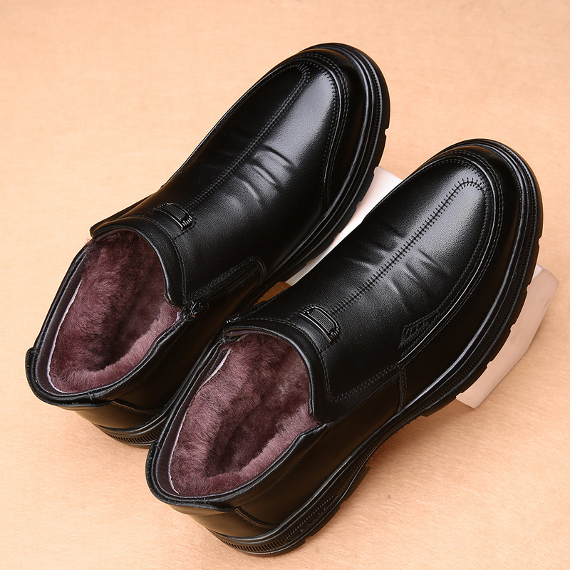 Muške zimske čizme od kože prvog sloja, visoke, s unutarnjom kožom i krznom, slip-on, debela potplata