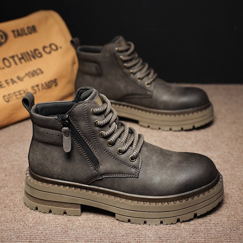Zimske Martin čizme za muškarce, britski stil visokih radnih čizama, korejski stil univerzalne čizme s debelim potplatom, retro žute čizme