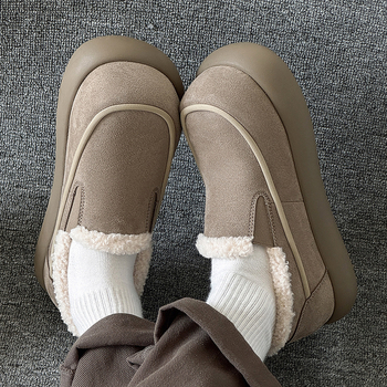 Novi jeseno-zimski slip-on loaferi s plišastim unutarnjim slojem, tople muške čizme za snijeg, minimalistički i stilski dizajn s okruglim vrhom