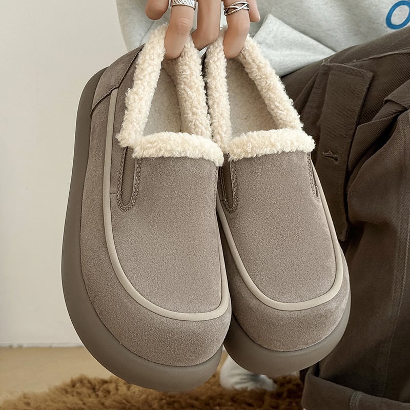 Novi jeseno-zimski slip-on loaferi s plišastim unutarnjim slojem, tople muške čizme za snijeg, minimalistički i stilski dizajn s okruglim vrhom