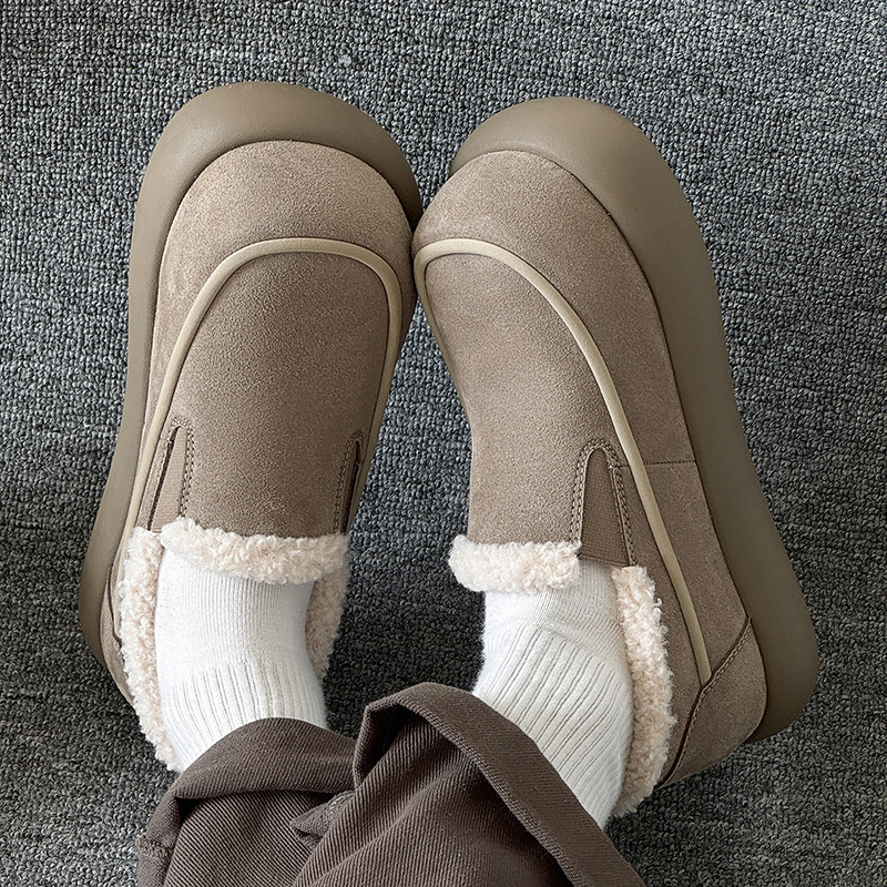 Novi jeseno-zimski slip-on loaferi s plišastim unutarnjim slojem, tople muške čizme za snijeg, minimalistički i stilski dizajn s okruglim vrhom