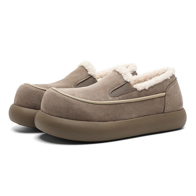 Novi jeseno-zimski slip-on loaferi s plišastim unutarnjim slojem, tople muške čizme za snijeg, minimalistički i stilski dizajn s okruglim vrhom