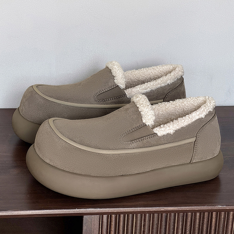 Novi jeseno-zimski slip-on loaferi s plišastim unutarnjim slojem, tople muške čizme za snijeg, minimalistički i stilski dizajn s okruglim vrhom