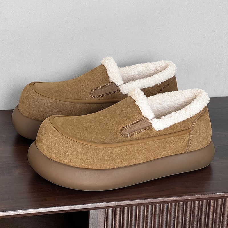Novi jeseno-zimski slip-on loaferi s plišastim unutarnjim slojem, tople muške čizme za snijeg, minimalistički i stilski dizajn s okruglim vrhom