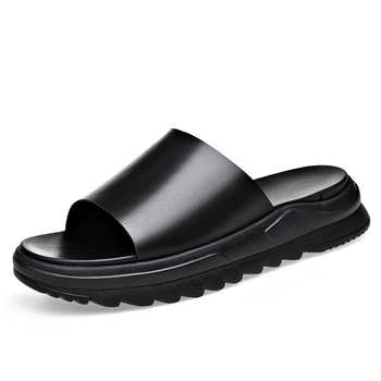 Muške sandale od prave kože, slip-on, otvorenog prsta, lagane, debela potplata