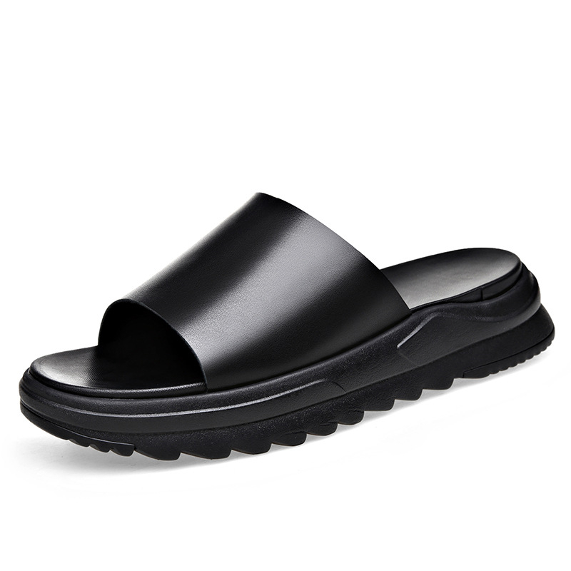Muške sandale od prave kože, slip-on, otvorenog prsta, lagane, debela potplata