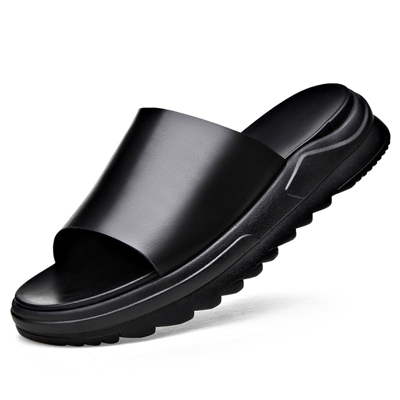 Muške sandale od prave kože, slip-on, otvorenog prsta, lagane, debela potplata