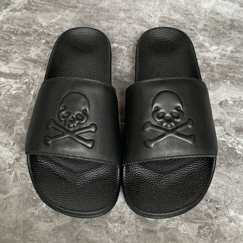 Unisex kožne japanke s motivom lubanje, ljetni punk stil, mek đon, prirodna koža