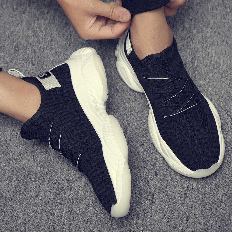 Muške Flyknit tenisice, koreanskog stila, moderne sportsko-ležerne tenisice, prozračne, bijele