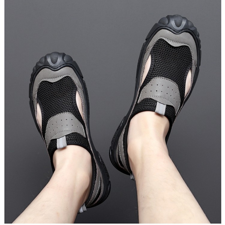 Muške ljetne cipele za vožnju od kože s mrežastim gornjim dijelom, slip-on, dvostruki način nošenja
