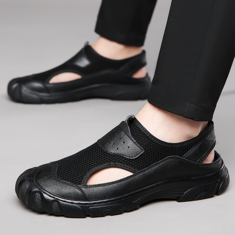 Muške ljetne cipele za vožnju od kože s mrežastim gornjim dijelom, slip-on, dvostruki način nošenja