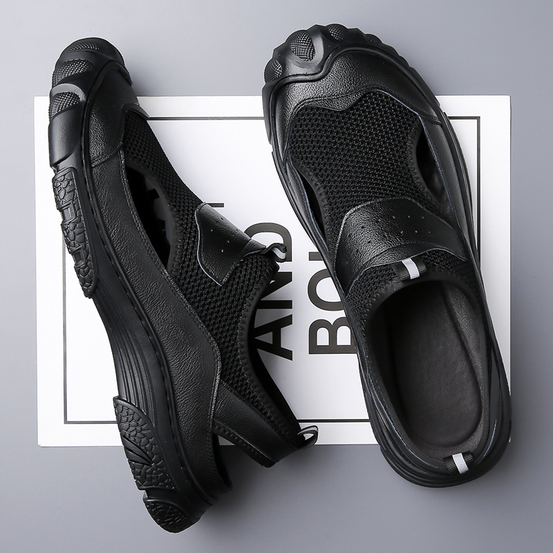 Muške ljetne cipele za vožnju od kože s mrežastim gornjim dijelom, slip-on, dvostruki način nošenja