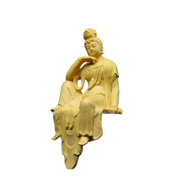 Guanyin Bodhisattva drvena figurica od boxwood za dnevni boravak — trodimenzionalno umjetničko djelo