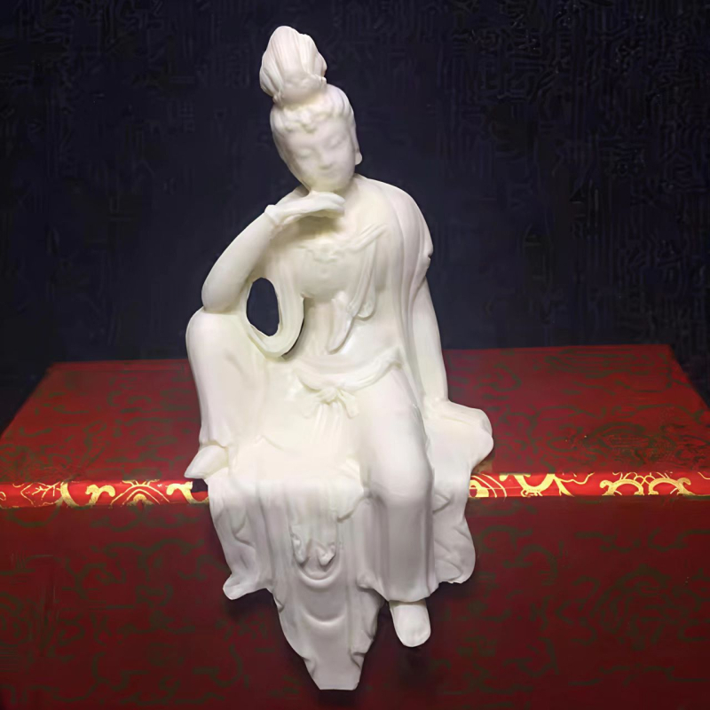 Guanyin Bodhisattva drvena figurica od boxwood za dnevni boravak — trodimenzionalno umjetničko djelo