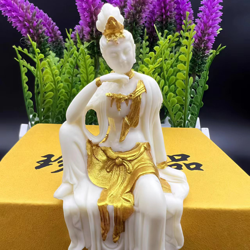 Guanyin Bodhisattva drvena figurica od boxwood za dnevni boravak — trodimenzionalno umjetničko djelo