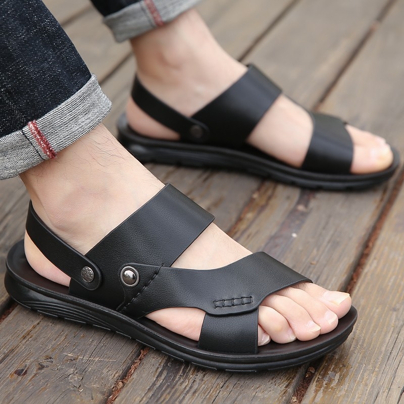 Férfi nyári szandálok tehénbőrből, nyitott orrú, méret 47