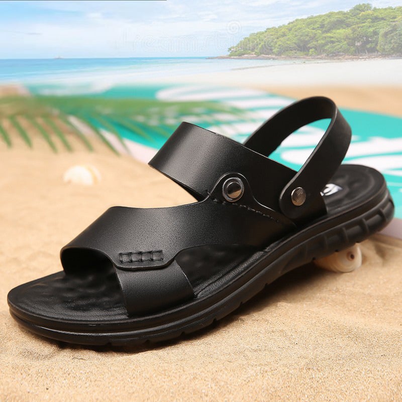 Férfi nyári szandálok tehénbőrből, nyitott orrú, méret 47