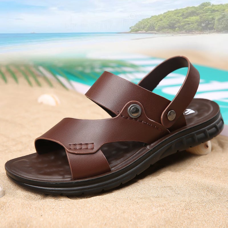 Férfi nyári szandálok tehénbőrből, nyitott orrú, méret 47