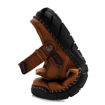 Férfi bőr outdoor szandál 71713, nagy méret, zárt orrú, kettős használat, tépőzár